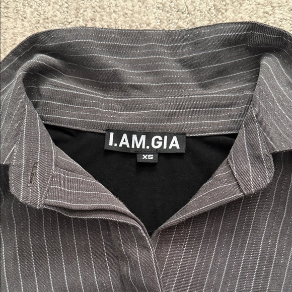 I.AM.GIA Black and Gray Contrast Blouse - Picture 2 of 3